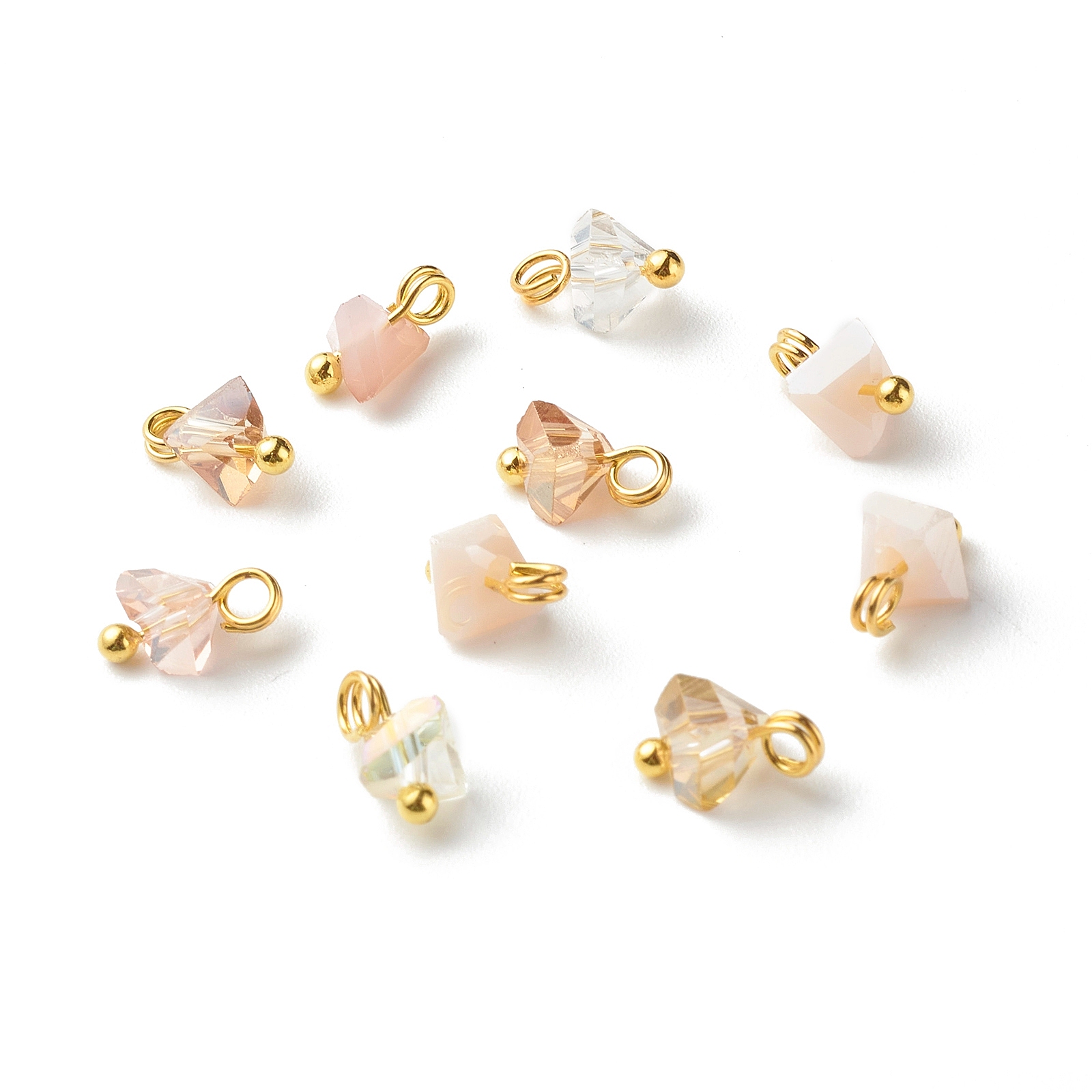 100 Uds. Amuletos de cristal triangulares electrochapados con alfileres de cabeza de bola de latón para fabricación de joyas, accesorios para collar y pulsera, 8x6x4,5mm: Negro