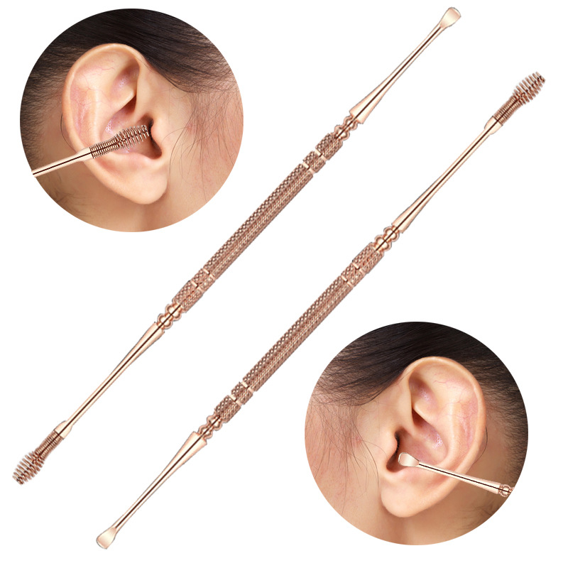 Double-end 360 Spiral Ear Wax Remover Spiral Massage Ear Pick Ear Canal Cleaner Stainless Steel Flexible Ear Care Tools
