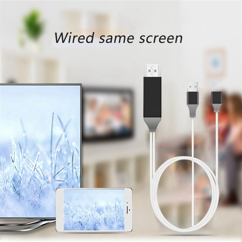 Usb-c-anschlusskabel für apple- und android-mobiltelefone mit hdmi-projektionsanschluss, dual-use-usb-buchse mit bildschirmanschluss – weiß