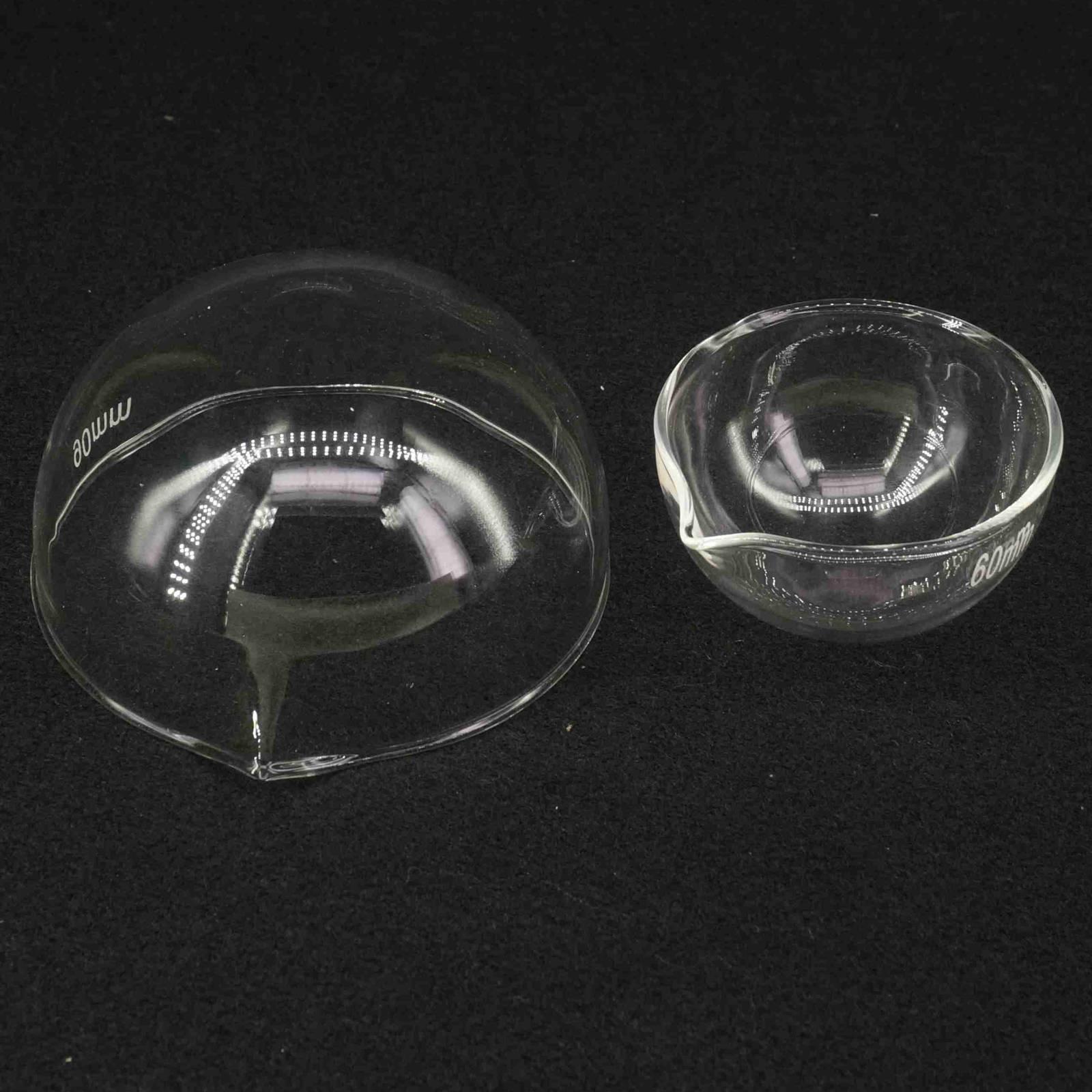 60/90mm Outer Diameter Lab Glass Evaporating Dish Round Bottom with Spout For Chemistry Laboratory