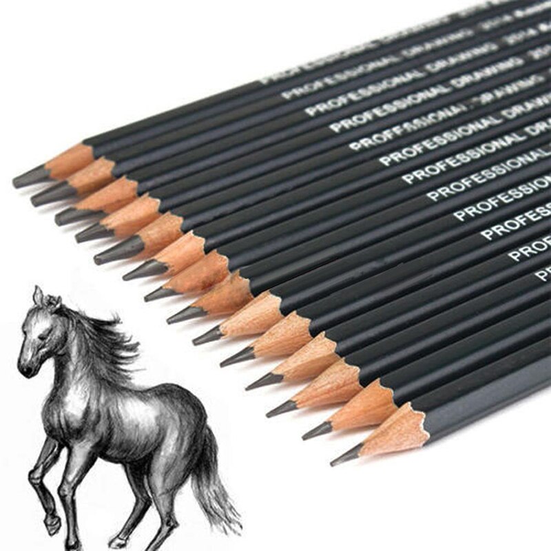 14 Pcs/lot Graphite Pencils Beautiful Painting Tool 6H-12B Professinal Set of 14 Sketch Art Drawing Pencil Sketching Pencils