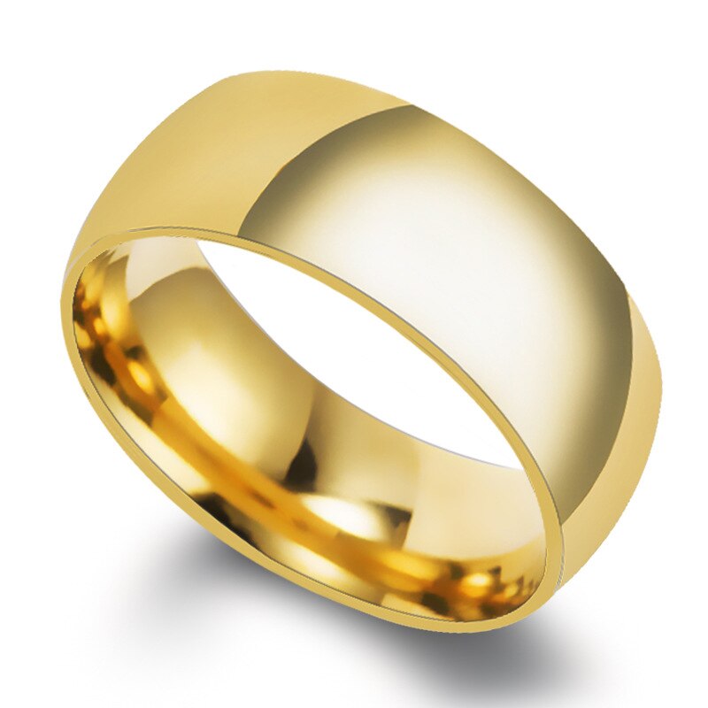 ELSEMODE-bague en acier inoxydable poli pour hommes et femmes, brillant, bijoux à la , fiançailles, mariage, couleur or ou argent, 8mm: 7 / Gold