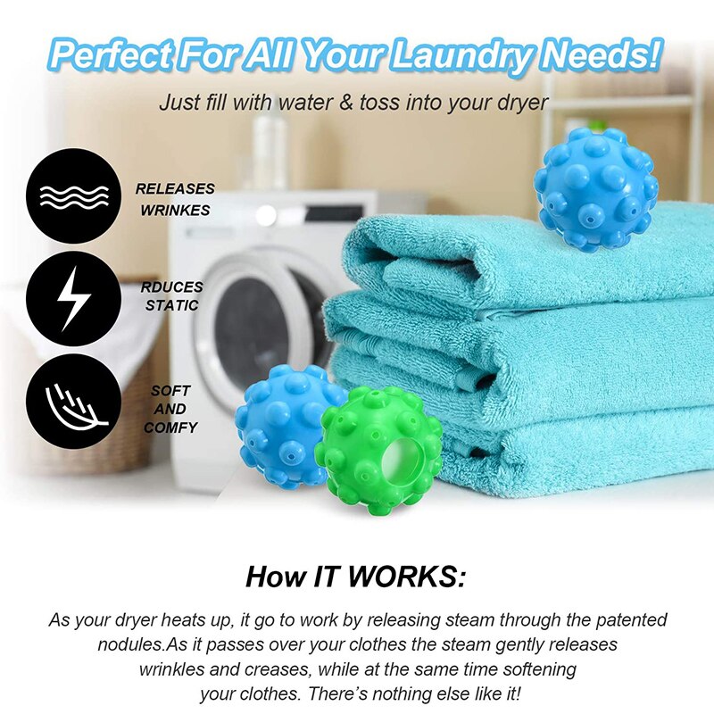 3Pcs/Lot Reusable Steamer Dryer Balls Wash Dryer Balls Wrinkle Remover Dryer Ball Steamy Magic Laundry Dryer Balls Set
