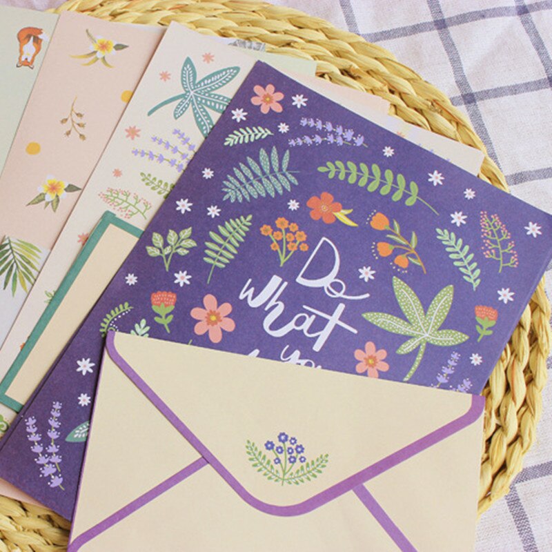 1 Set Flower Floral Envelopes Letter Pad Set Chancery Paper Letter Paper for Writing Letter Set Stationary Office School Supplie