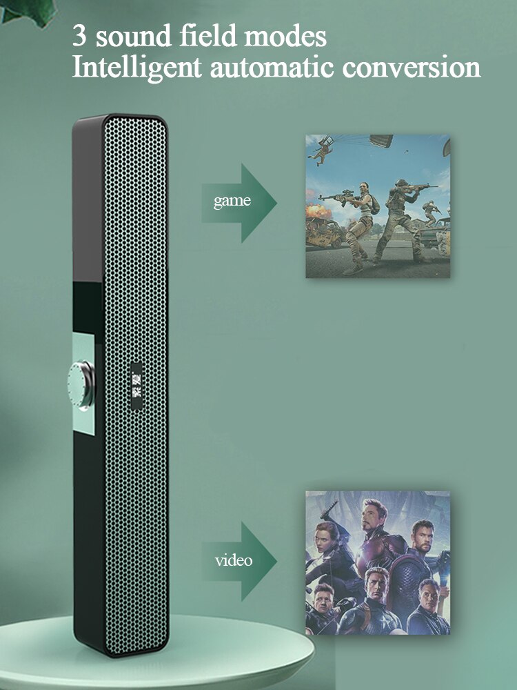 3D Surround Bluetooth 5.0 Soundbar USB Wired Computer Speakers Stereo Subwoofer Sound bar Loudspeaker for Laptop PC Theater TV