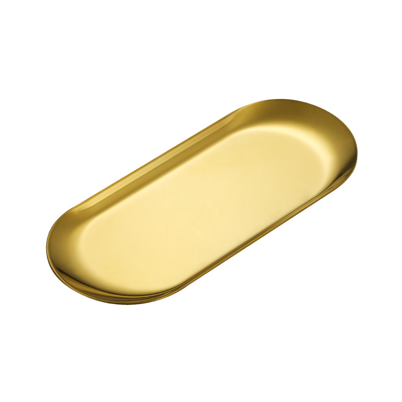 stainless steel plate restaurant tray snack western steak home kitchen tools Fruit plate barbecue plate gold and silver optional