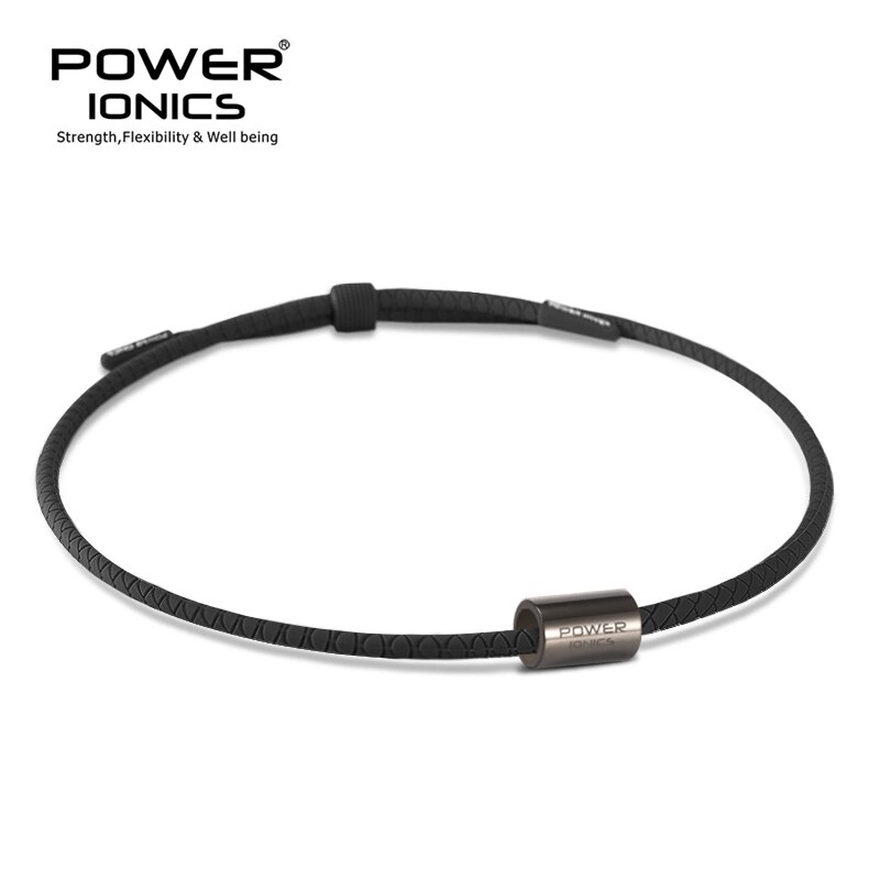 [FDA Registration】Power Ionics 3000, aniones de para la salud, collares de silicona ecológica de titanio deportivos para mujeres y hombres, colgante con letras gratis: Black-GunGray / LXL(Max to 52cm)