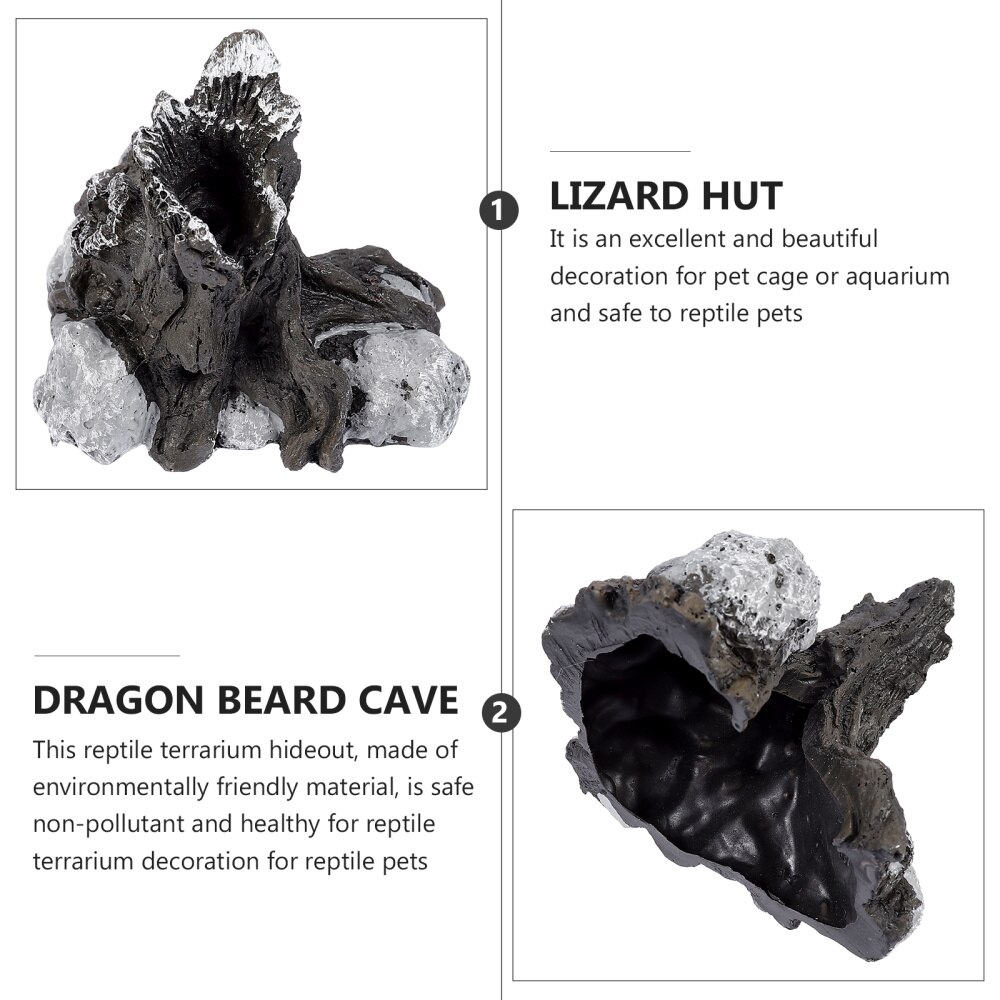 Reptile Terrarium Hiding Hut Lizard Dragon Beard Cage Hideout Landscape Habitat