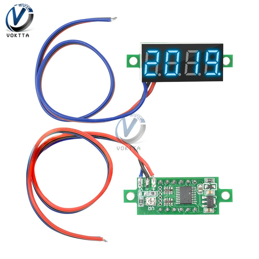 Dc 0-100V 4 Bits Mini Digitale Voltmeter Digitale Display Led Panel 0.36 Inch Drie Draden Elektrische Spanning meter Tester Met Shell: Blue