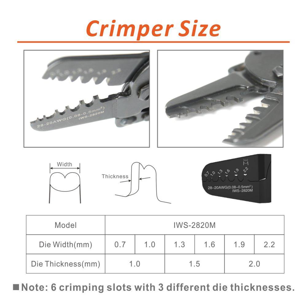 Iws -2820 crimper plier iwiss mini micro open barrel crimpværktøj til awg 28-20 jam molex tyco jst 2.54 terminaler og stik