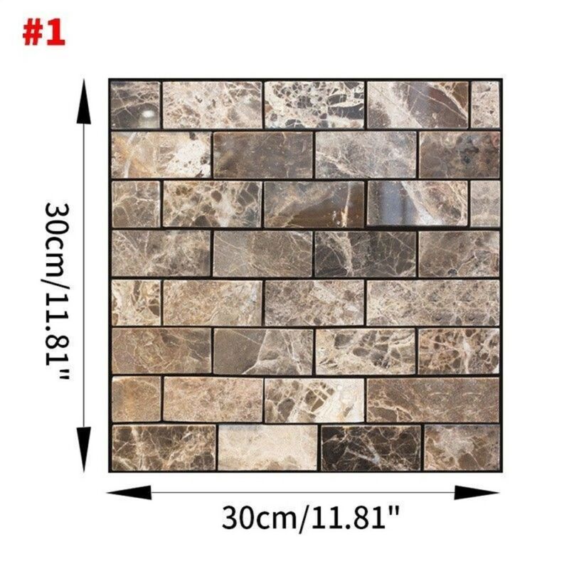 PVC Ceramic Tile Stickers 3D Tile Brick Wall Sticker Self-adhesive Waterproof Foam Panel Sticker 30*30cm: Brown