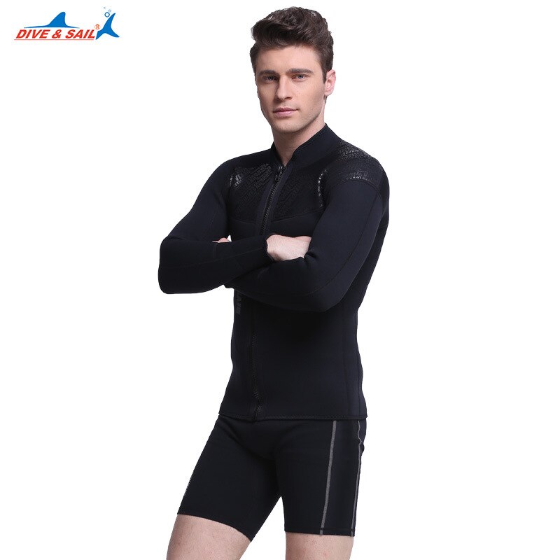 DIVE&SAIL Men's Split Wetsuit 3mm Neoprene Diving Jacket and 1.5mm Dive Shorts Suit Swimming Surf Surfing Spearfishing Rashguard