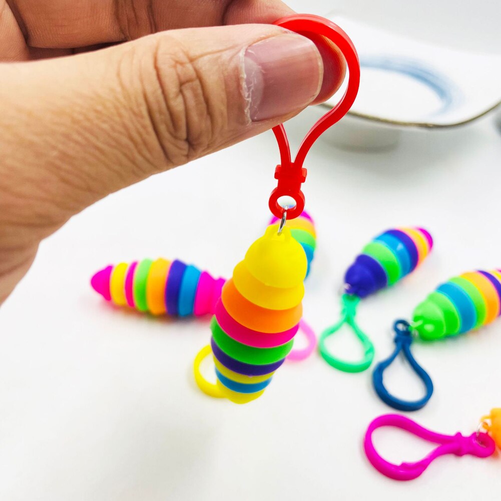 2Pcs Unzip De Slak Hanger Slug Sleutelhanger Worm Noodle Stretch String Tpr Touw Anti Stress Speelgoed String Vinger Autism vent Speelgoed