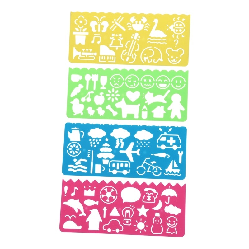 ! 4 Pcs Plastic Templates Drawing Ruler for Students Children: Default Title