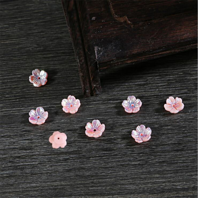 50pcs/lot 8mm imitate shell resin flower beads for diy hair clip Hairpin jewelry making handmade accessories material: Yellow