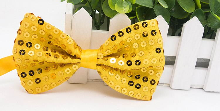 Réglable Sequin noeud papillon noeud papillon cravate pour déguisement fête faveur Jazz danse cravate mariage anniversaire noël: yellow
