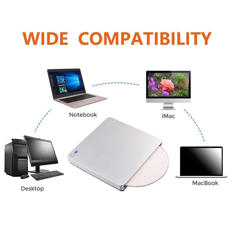 Externe 3D Blu Strahl DVD Stock, USB 3,0 und Typ-C Blu Strahl CD DVD Stock Spieler Ultra schlank Slot-in CD DVD Brenner