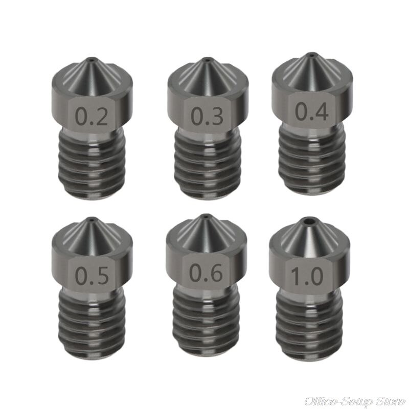 Tigh Hardened Steel V6 Nozzles For High Temperature 3D Printing PEI PEEK Carbon Fiber Filament For E3D Titan Aero Hotend