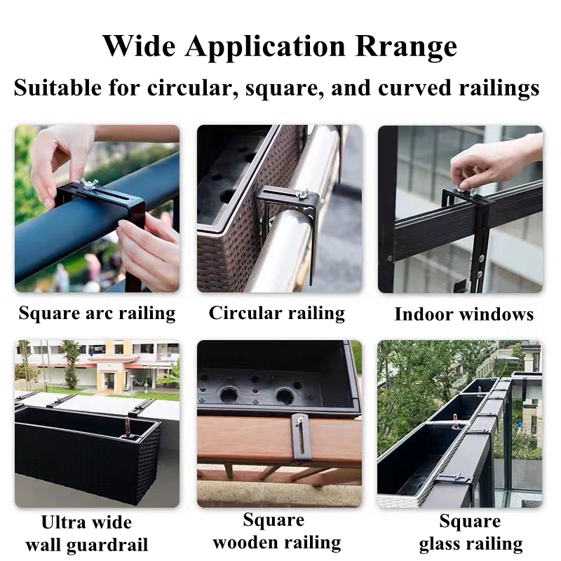 1 Pair Hanging Flower Planter Hooks Plant Pot Box Holders Adjustable Hanger For Flower basket Balcony Yard Garden Wall Decor