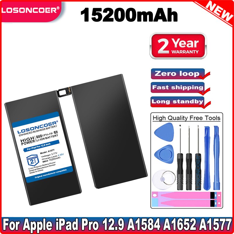 LOSONCOER 15200mAh A1584 A1652 A1577 Tablet batterie Für iPad Pro 12,9 zoll Ersatz Batterie Gute Batterie