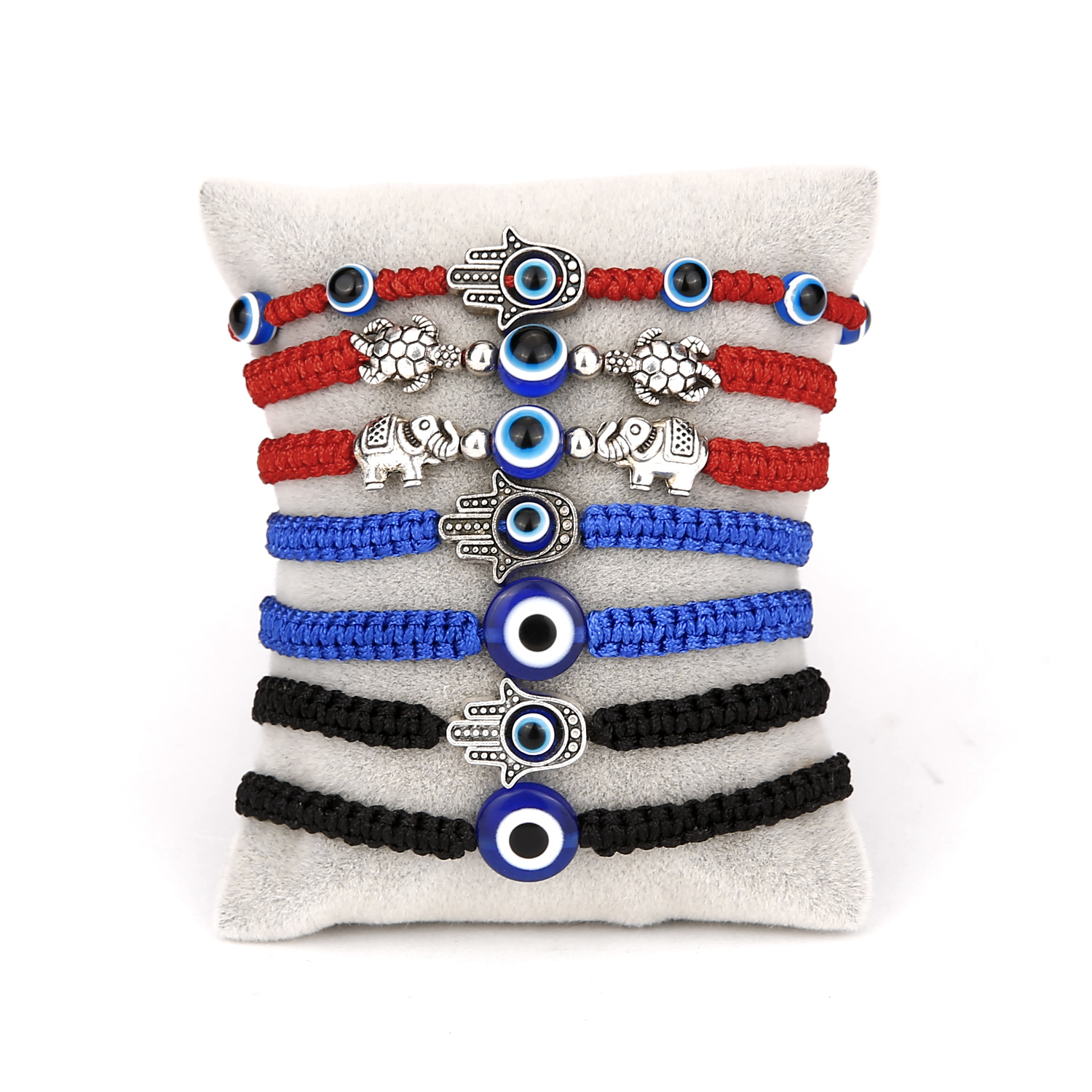 Gebed Turkse Hand Palm Evil Eye Gevlochten Armband Blauw Zwarte Kleur Nylon Draad Lucky Paar Armband & Bangles Sieraden Mannen vrouwen