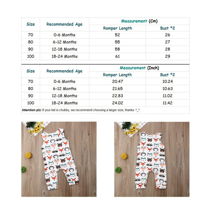 Baby Boy Girl Animal Bodysuit Jumpsuit Playsuit Outfit Clothes