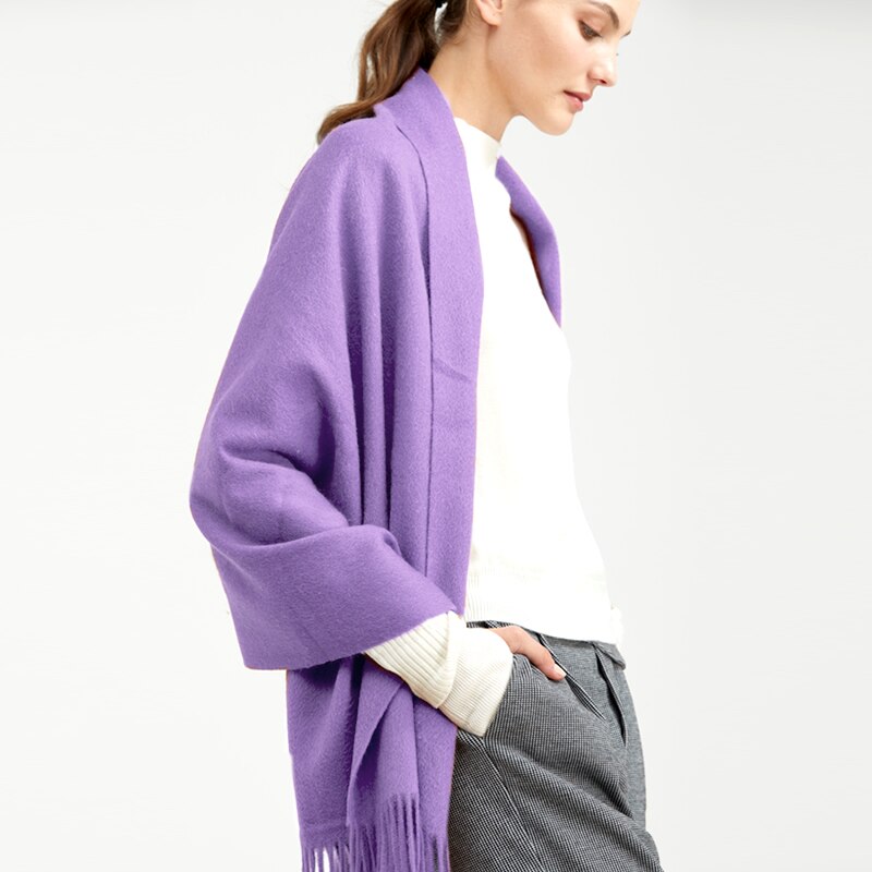 Wolle Winter Schal Frauen Schal Erwachsene Feste Schals Luxus Herbst Schals und wickelt Poncho Schals für Damen unisex wickeln: Lavendel