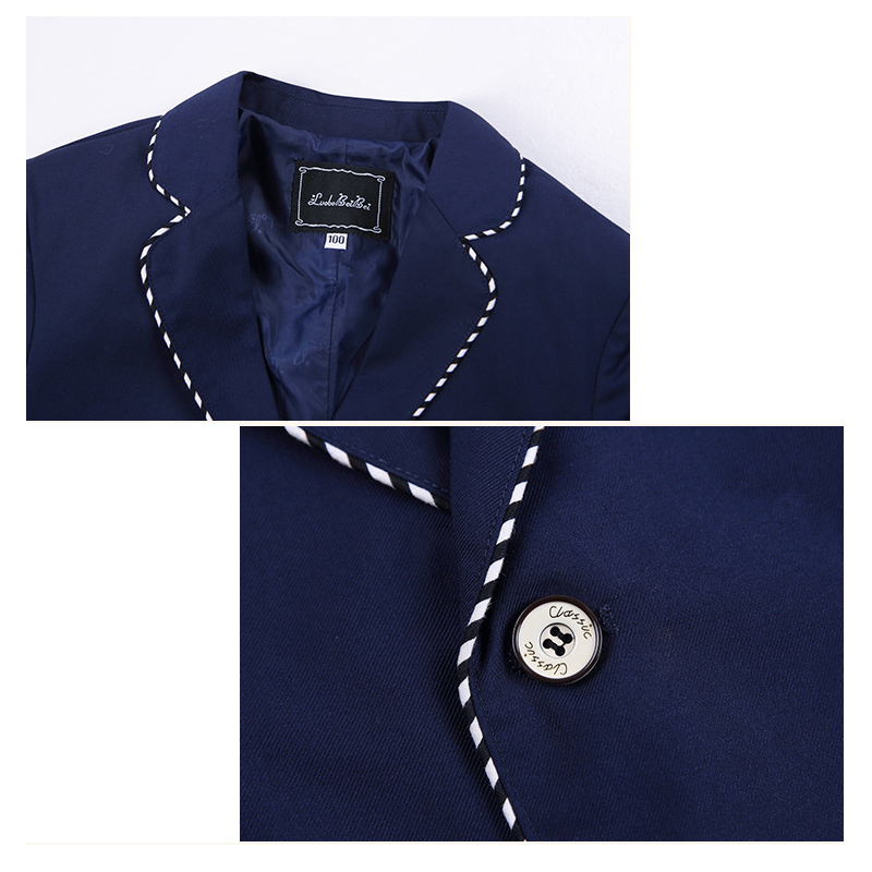 Navy Baby Boy Wedding Suits Formal Children School Uniform Tuxedo Dresses Kids Piano Costumes Gentleman Boys Business Clothes