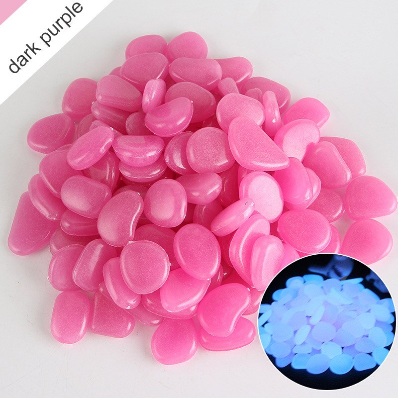 Pierre à galets artificielle multicolore | Émission de lumière, ornement d'aménagement de jardin, décoration d'aquarium de poissons lumineux, 10 pièces: dark purple