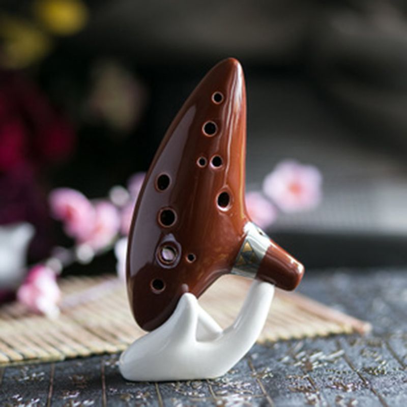 Hvid 6/12- hullers ocarina samler keramisk håndfod til musikelskere