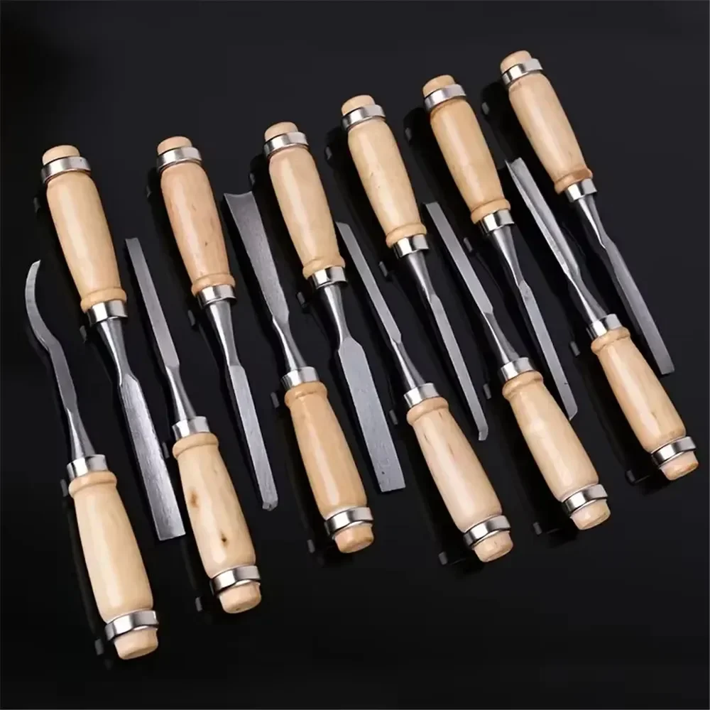 Wood Carving Hand Chisel 12PCS/Set Woodworking Lathe Gouges Tools Woodcarving Tools Set Carved Chisel Carving Knife Set