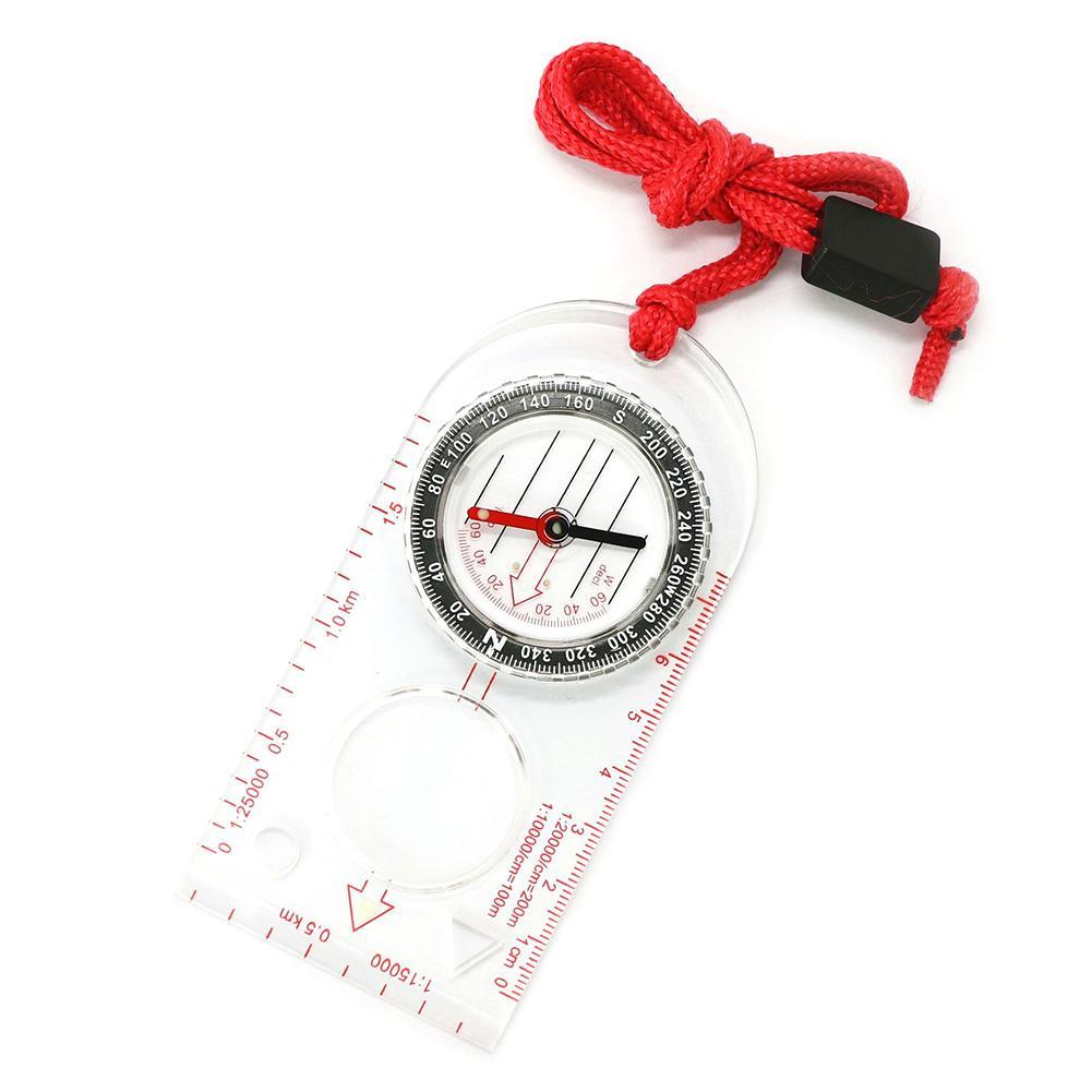 SD482 Mini Outdoor Transparent Plastic Compass Compass Camping Survival Map Scale Oriented Magnifier Field Travel Compass Tools