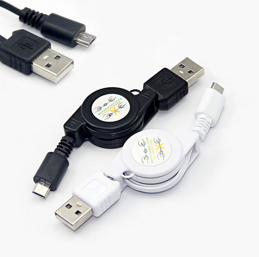 75CM Flexible Retractable Micro USB A to USB 2.0 B Male Cable Micro USB Data Sync Charger Cables for Android System Cell Phones