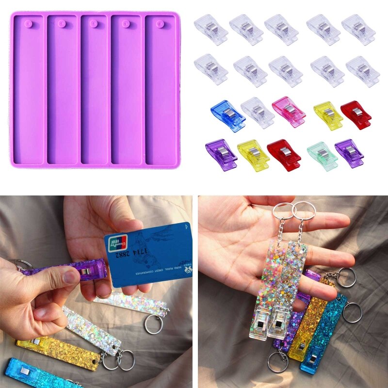 DIY Rechteck Karte Greifer Karte Clips bilden Harz Silikon bilden Keychain Anhänger Handgemachte Harz bilden Schmuck Handwerk Machen Werkzeug
