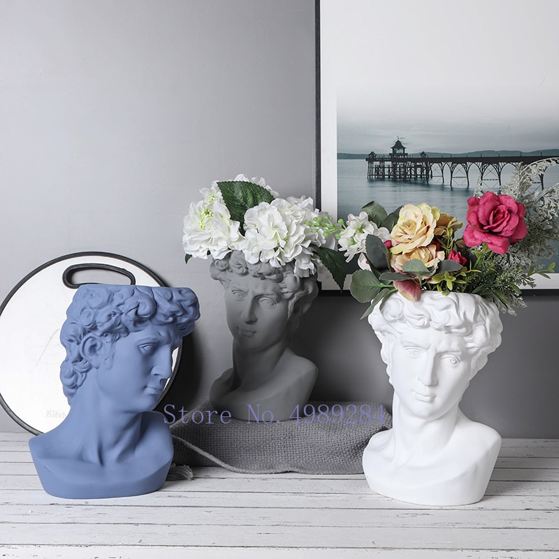 Kreativitet keramik vase david menneskeligt hoved karakter skulptur blomsterarrangement moderne boligudsmykning vaser til blomster