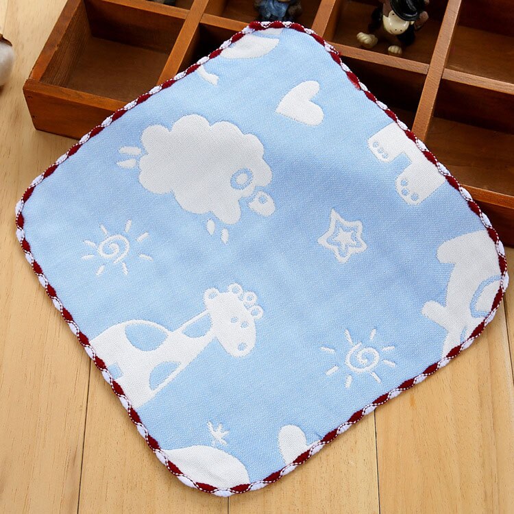 Babyens børn nyfødte børn bomuldsgasbind firkantede lommetørklæder dyr skyer spyt håndklæde 22*23.5cm fs0585: 5