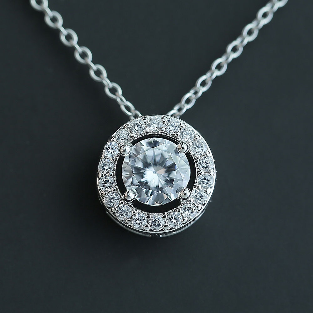 luxe rond solide 925 en argent sterling collier pour femmes dame anniversaire bijoux noël X5552