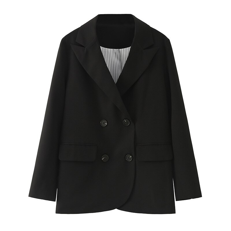 Dame efterår vinter plus size blazer til kvinder stor afslappet løs langærmet lomme kakiblå blazer frakke 3xl 4xl 5xl