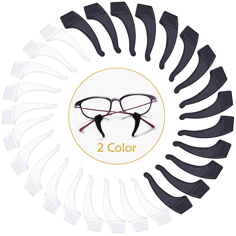 40 Stuks Siliconen Anti-slip Oorhaken Houder voor Bril Zwart/Transparant Elastische Brillen Retainer Houders Brillen accessoires