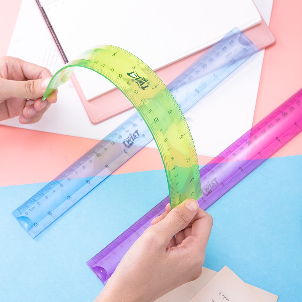 Deli-regla Flexible de dibujo escolar, regla Flexible de EcoPVC, 30cm, 3C, E6209