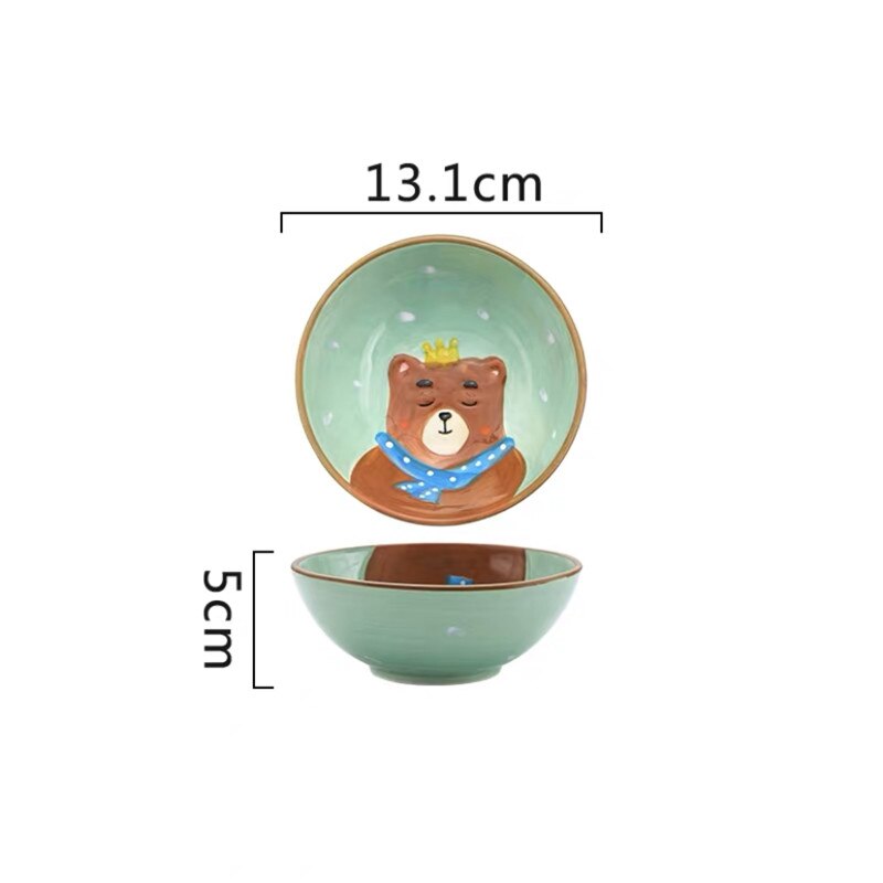 Nordic Ceramic Animal Dinner Plate Children's Rice Bowl Cute Home Baby Tableware Cartoon Dessert Dishes Breakfast Plate: L