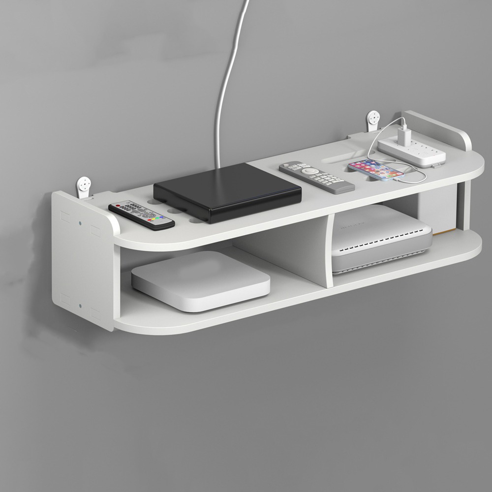 Wandmontiertes Router-Regal aus Kunststoff, 2/3 Schichten, Stark belastbar, 2-lagiges Wandregal, platzsparender WLAN-Router-Aufbewahrungshalter: dunkel khaki