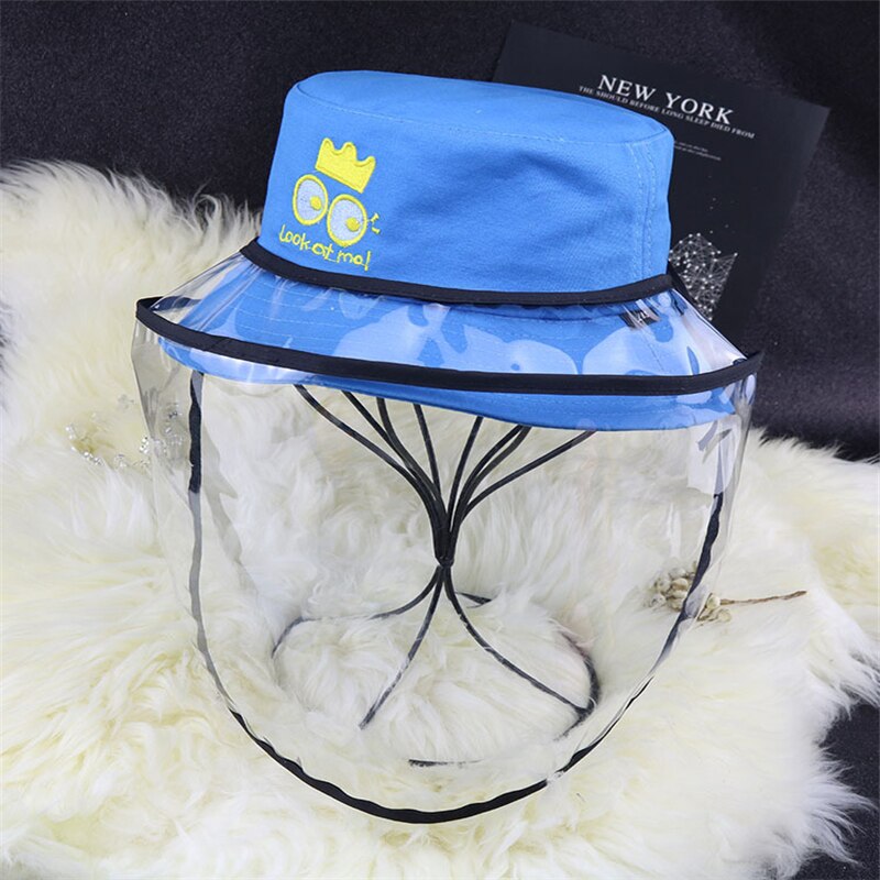 Skyddshatt barn barn tecknad söt hinkhatt anti-spott stänk uv vindmössor med genomskinlig ansiktsskärm
