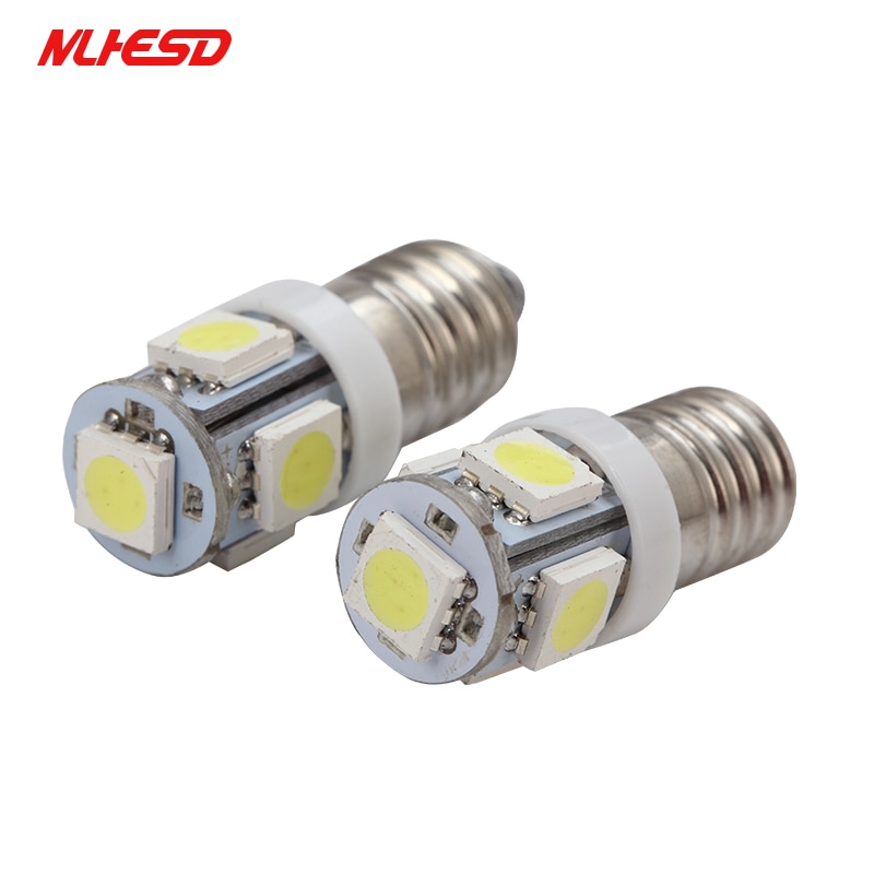 2 stk  dc 6v 6.3v e10 5050 5 smd led lyspære gammel lommelykt flipperspill billys varm hvit blå rød rav grønn rosa
