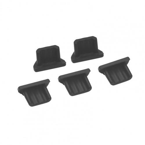 5Pcs Mini Anti-dust Silicone Micro-USB Phone Charger Dust Plug: black