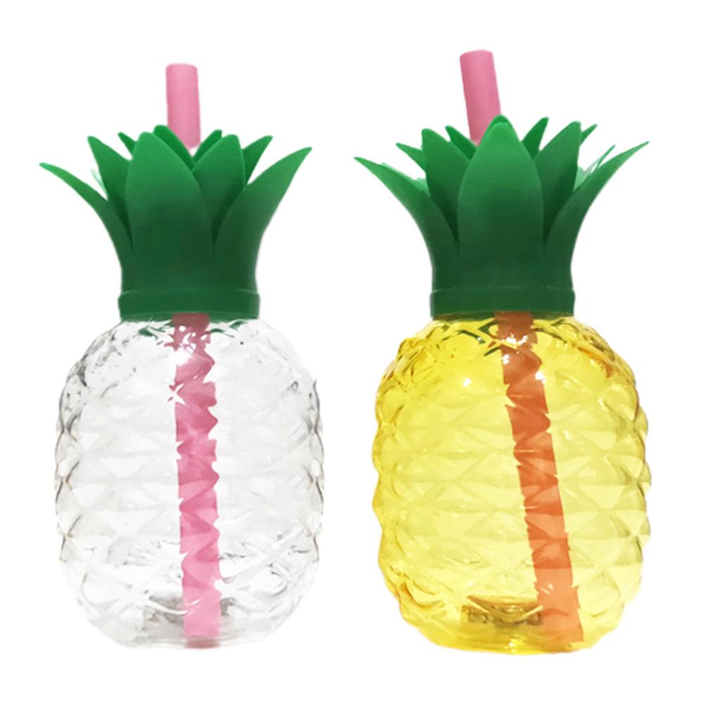 Glødende ananasformet kop 500ml juice mælkeflaske med pp halm genbrugt innovativ drikekop til restaurantbar juice butik