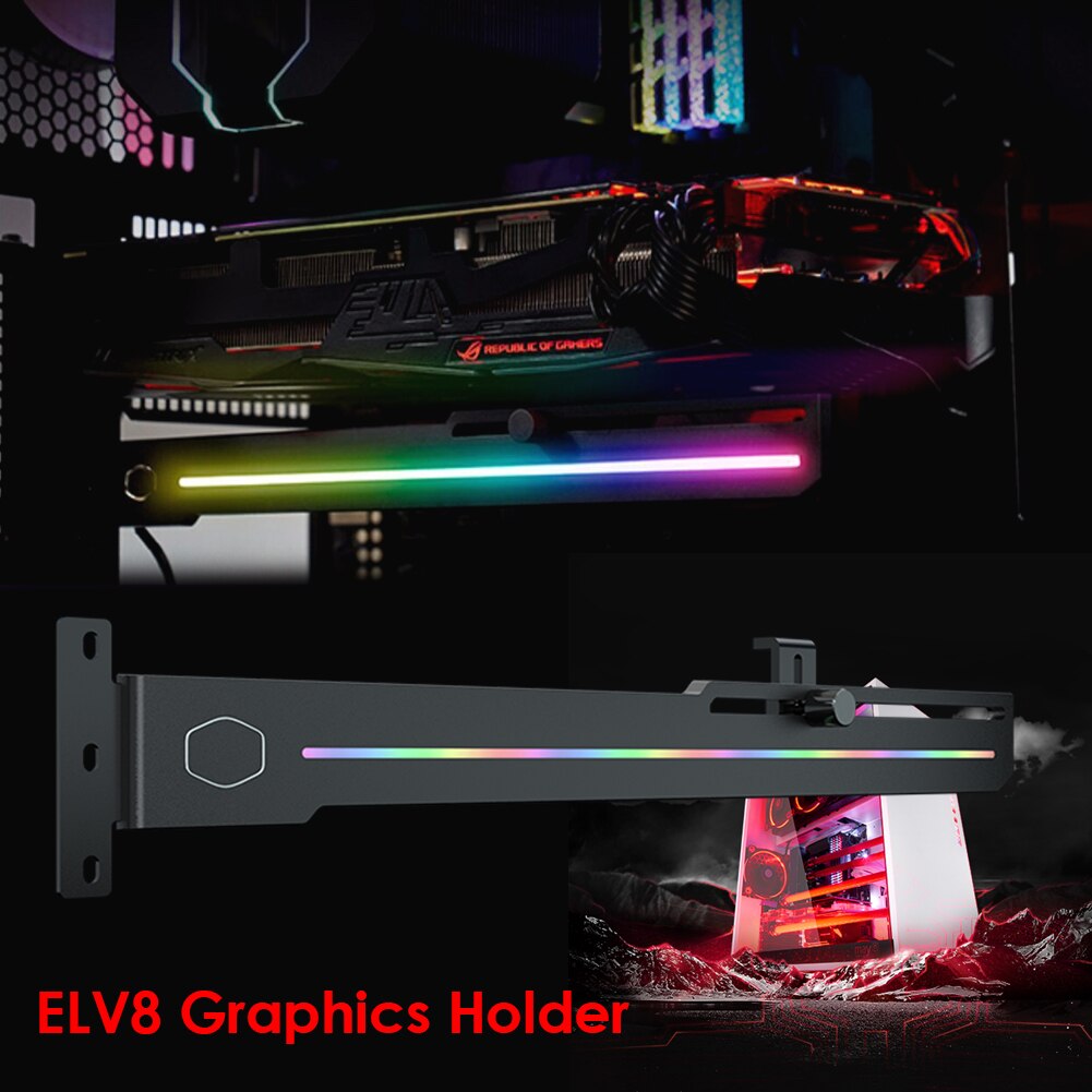 Cooler Master ELV8 ARGB LED GPU Holder Adjustable Length Height 3-Pin Addressable RGB Vertical Graphic Card Bracket