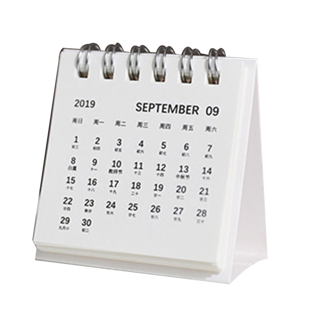 Jaar Mini Kalender Eenvoudige Bureau Coil Notepad Kraftpapier Kalender Dagelijkse Schema OUJ99: white