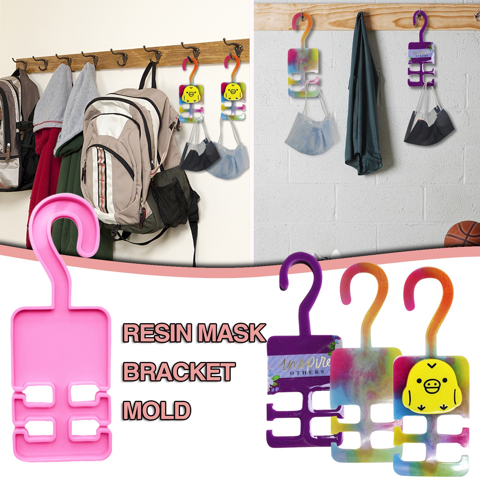 DIY Epoxy Mold Storage Hook Silicone Mold Flower Mask Hanger Mold Mask Hanger Mold DIY Glue Mold Storage Hook Silicone Mold