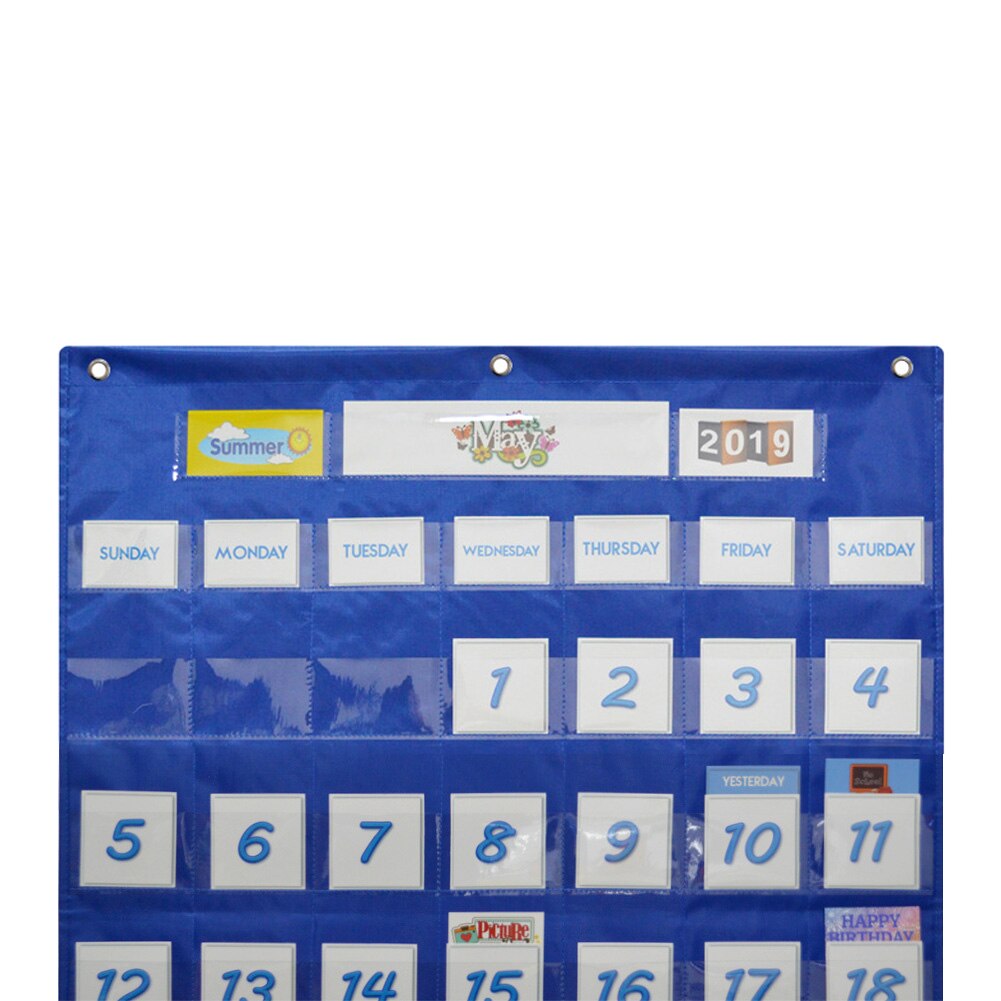 School Classroom Calendar Pocket Chart Wall Calendar &amp; Weather Chart with 117 Cards Teaching Tool Supplies, 25.75*33.75in